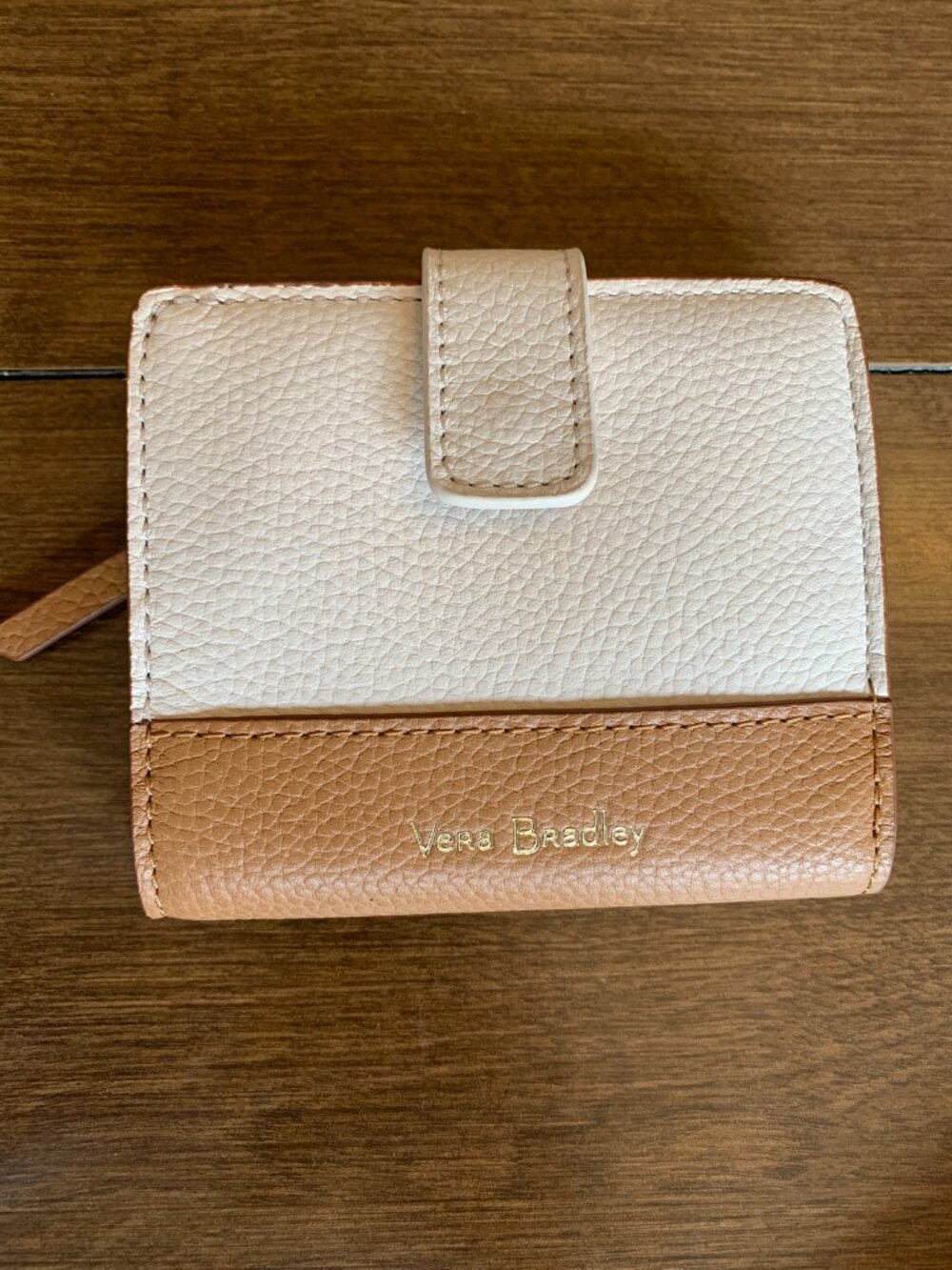 Vera Bradley RFID Finley Small Wallet Leather Fresh Coconut Caramel NWT bifold